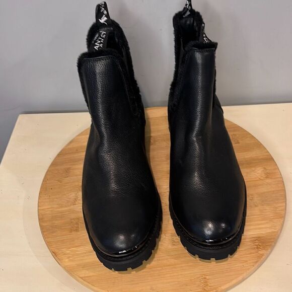 Santana Canada Women's Nina Leather‎ Faux Fur Trim Ankle Boots Black Size 11 - Picture 5 of 10